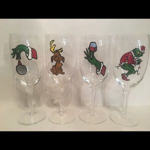 Grinch Hand Painted Wine Glass Set